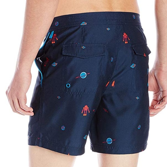 Original Penguin Men's Space Print Swimsuit Trunks - Picture 3 of 7